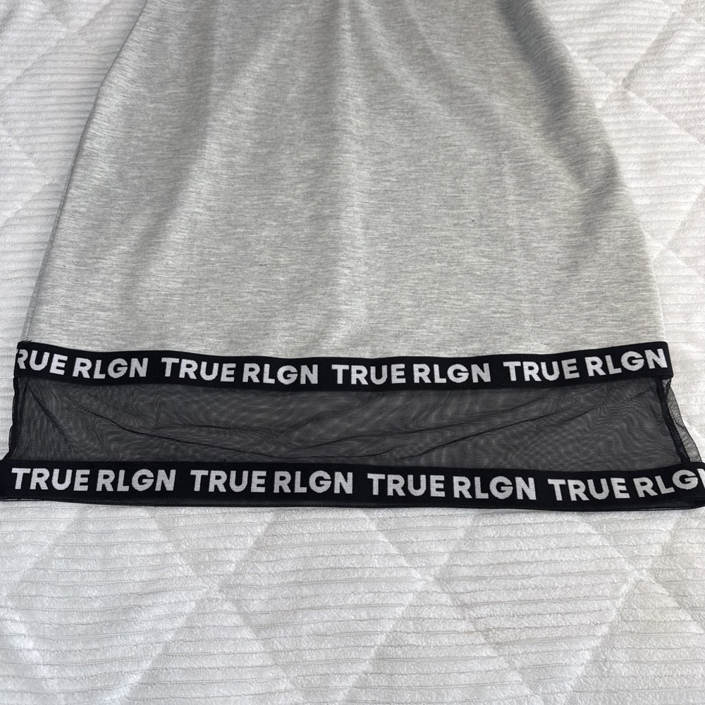 NWT True Religion dress Bodycon Women's Medium Gray Midi Mesh Sleeveless Stretch - Picture 3 of 12